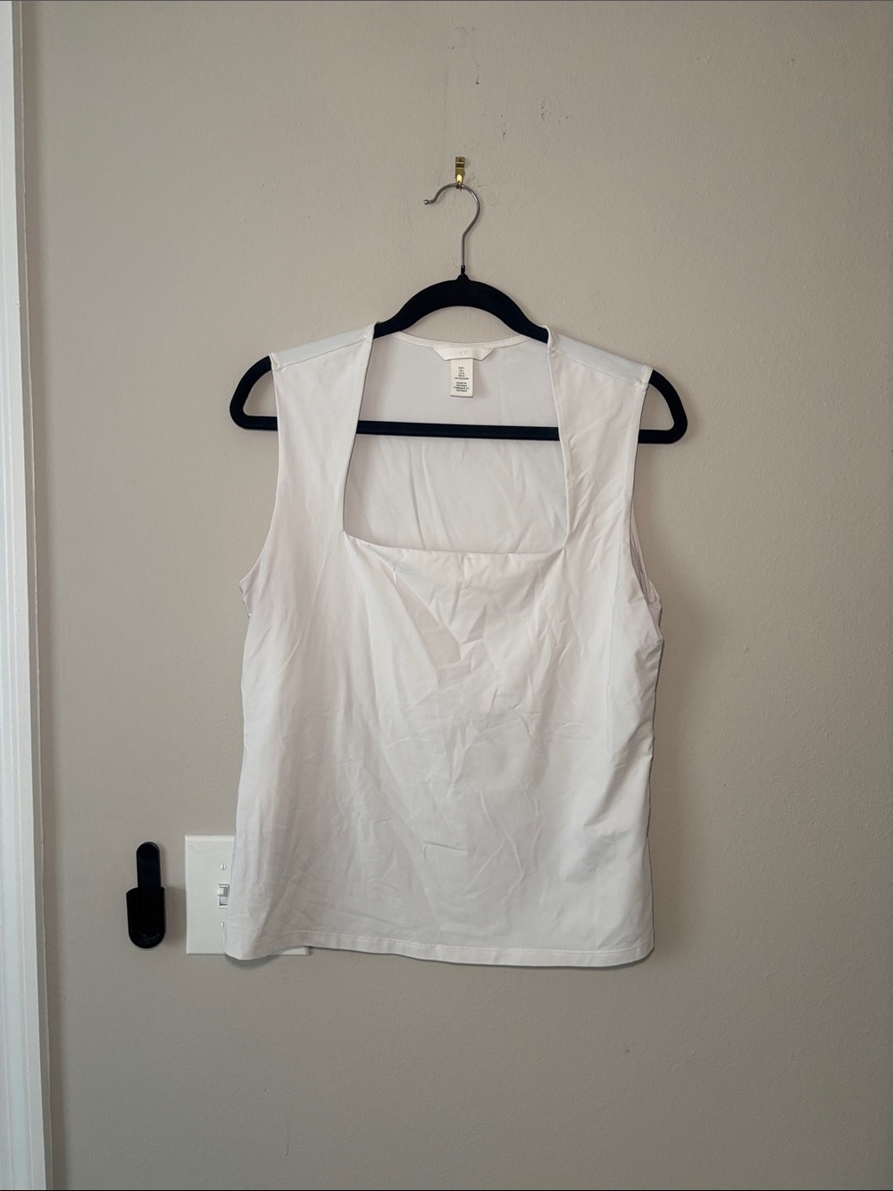 H&M Classic White Square Neck Tank Top